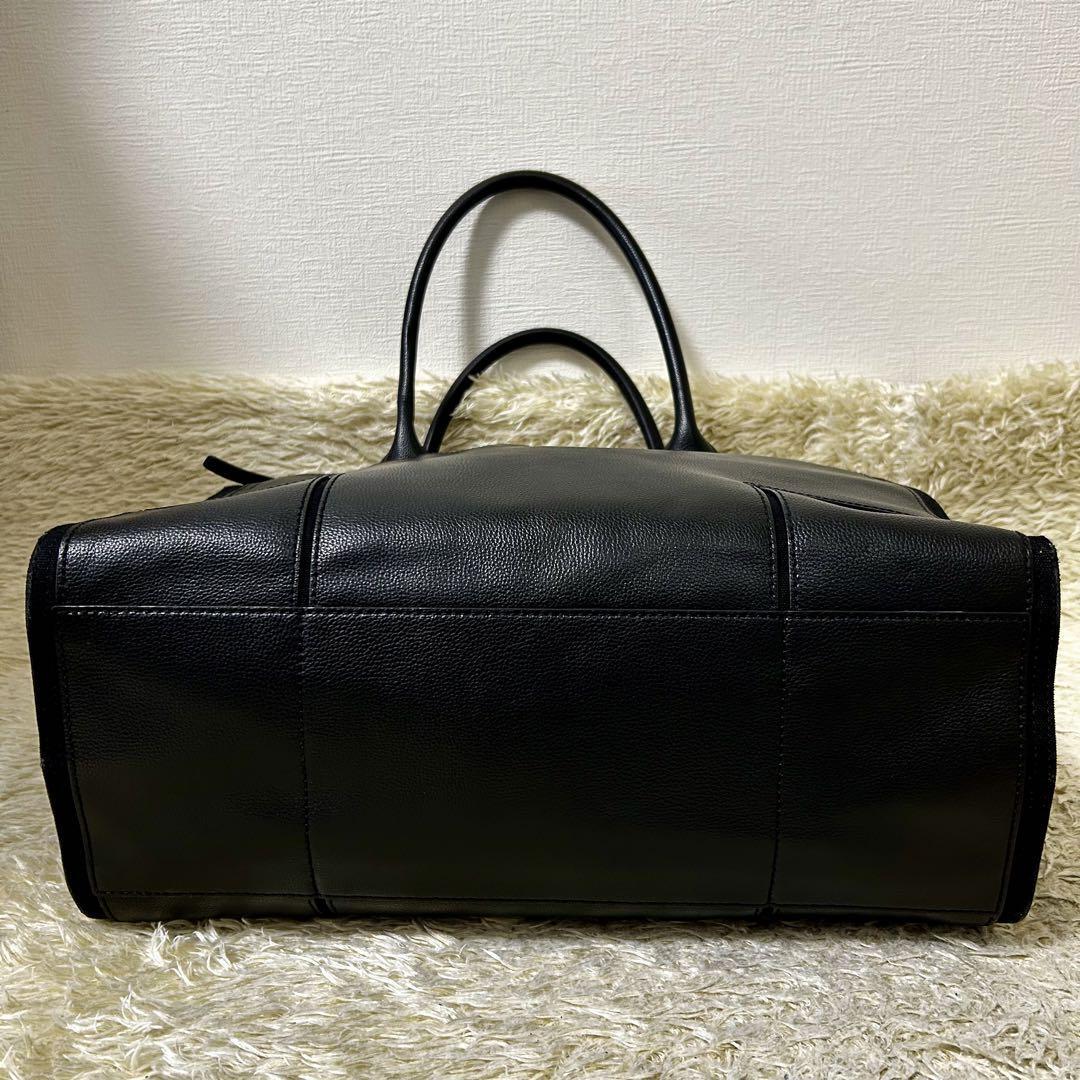 美品 Tory Burch トリーバーチ トートバッグ ショルダー 3層式 レザー ブラック黒 A4収納可 ビジネス 鞄_画像7