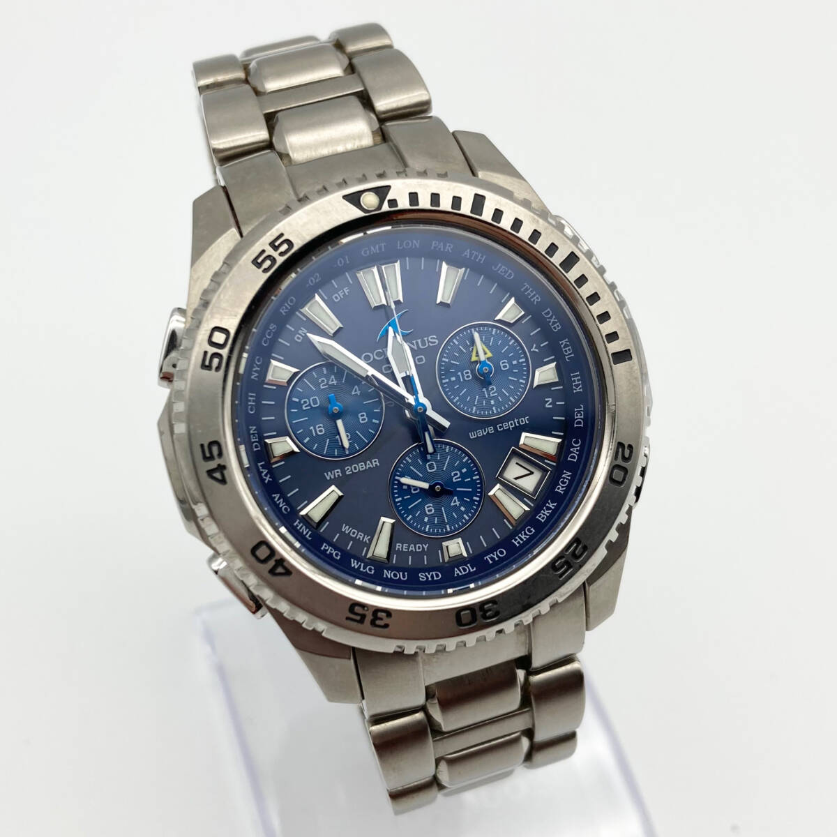 稼働品 CASIO OCEANUS カシオ オシアナス OCW-650T 電波ソーラー メンズ 腕時計 クロノグラフ wave ceptor タフソーラー チタン VU9489_画像2