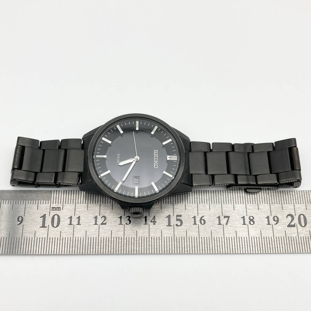 稼働品 SEIKO SOLAR セイコー ソーラー V147-0AF0 デイト 黒文字盤 メンズ 腕時計 GR3344_画像6