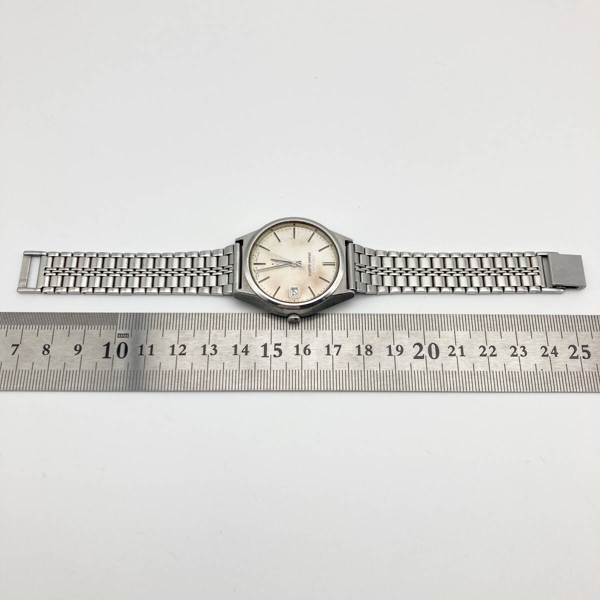 稼働品 SEIKO GRAND QUARTZ セイコー グランドクォーツ 4842-8110 デイト メンズ 腕時計 ヴィンテージ 白文字盤 SA0012_画像6