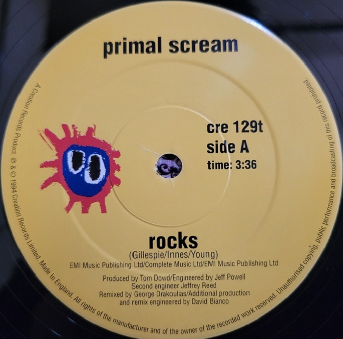 12” Primal Scream「Rocks」「Funky Jam」 cre 129t の画像2