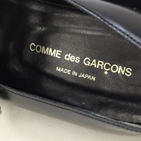 ◆COMME des GARCONS コムデギャルソン レザー ベルトデザイン ポインテッドトゥ フラットシューズ パンプス 黒 ブラック 23.5ｃｍ_画像7