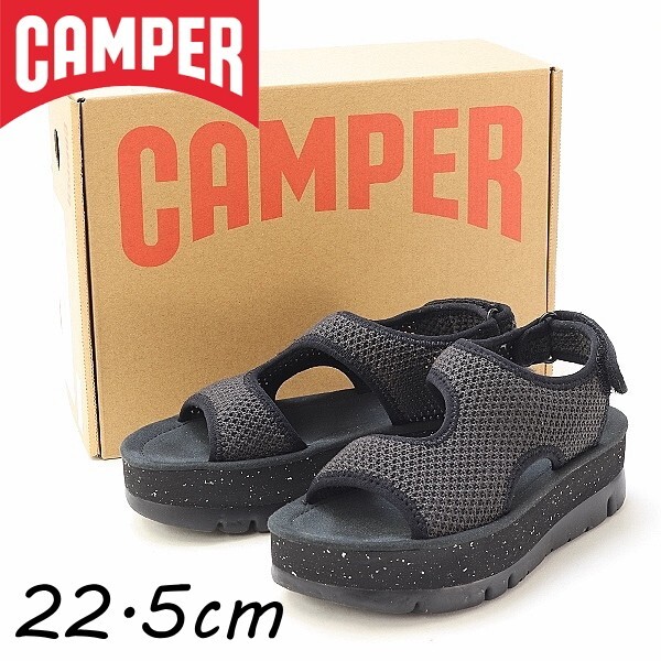 美品◆CAMPER カンペール Oruga Up オルガアップ 厚底 プラットフォーム サンダル グレー×ブラック 35