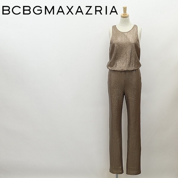 ◆BCBG MAXAZRIA マックスアズリア LOWE 総スパンコール バックシャン ノースリーブ ジャンプスーツ オールインワン XXS_画像1