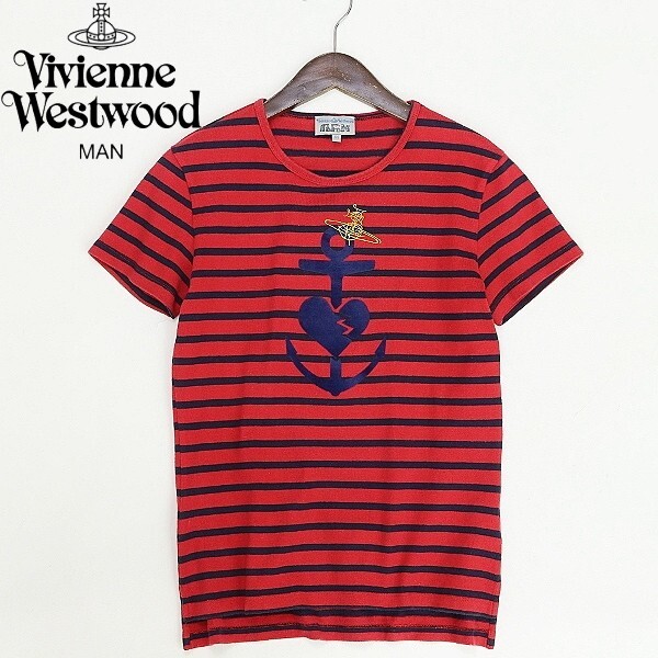 *Vivienne Westwood MAN Vivienne Westwood man окантовка рисунок o-b вышивка морской flocky принт хлопок короткий рукав футболка 44