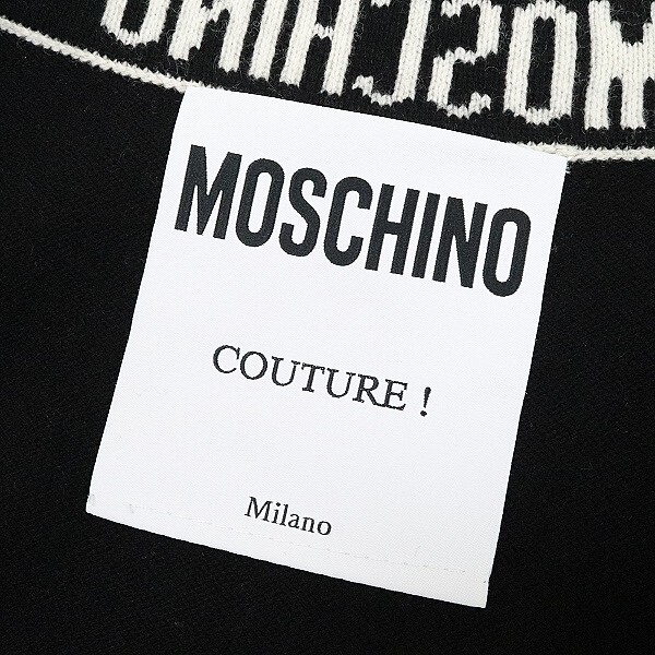 ◆MOSCHINO COUTURE モスキーノ カシミヤ混 ニット カーディガン＆ノースリーブ ワンピース アンサンブル 黒 ブラック×ホワイト 44_画像7