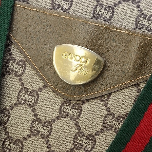 ヴィンテージ◆GUCCI Plus グッチ プラス PVC×レザー GG柄 シェリーライン 肩掛け トート バッグ_画像6