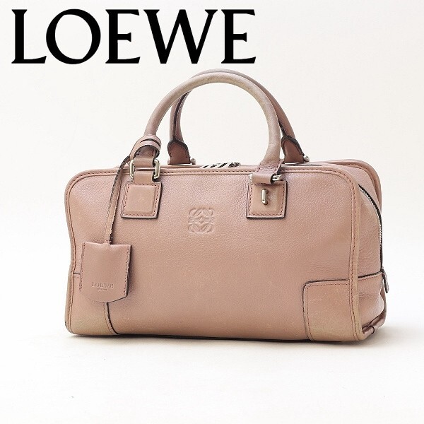 ◆LOEWE ロエベ アマソナ28 アナグラム ロゴ型押し レザー ハンド バッグ_画像1