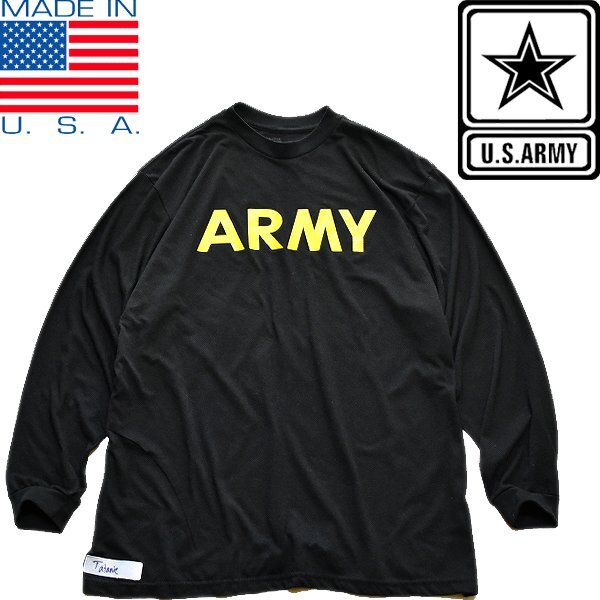 1点物◆実物アメリカ軍US ARMY長袖ロンTシャツ古着メンズXLレディースOKアメカジ90sストリート/スポーツ中古ミリタリープリント黒372133_画像1