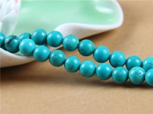 [EasternStar] 海外発送 人工色の強化 グリーン ターコイズ Turquoise トルコ石 天然石 玉サイズ14mm 1連売り 長さ約40cm_画像5