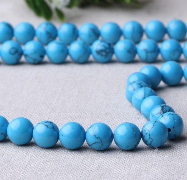 [EasternStar] international shipping person structure stone blue turquoise Turquoise turquoise natural stone sphere size 6mm handmade 1 ream sale length approximately 40cm