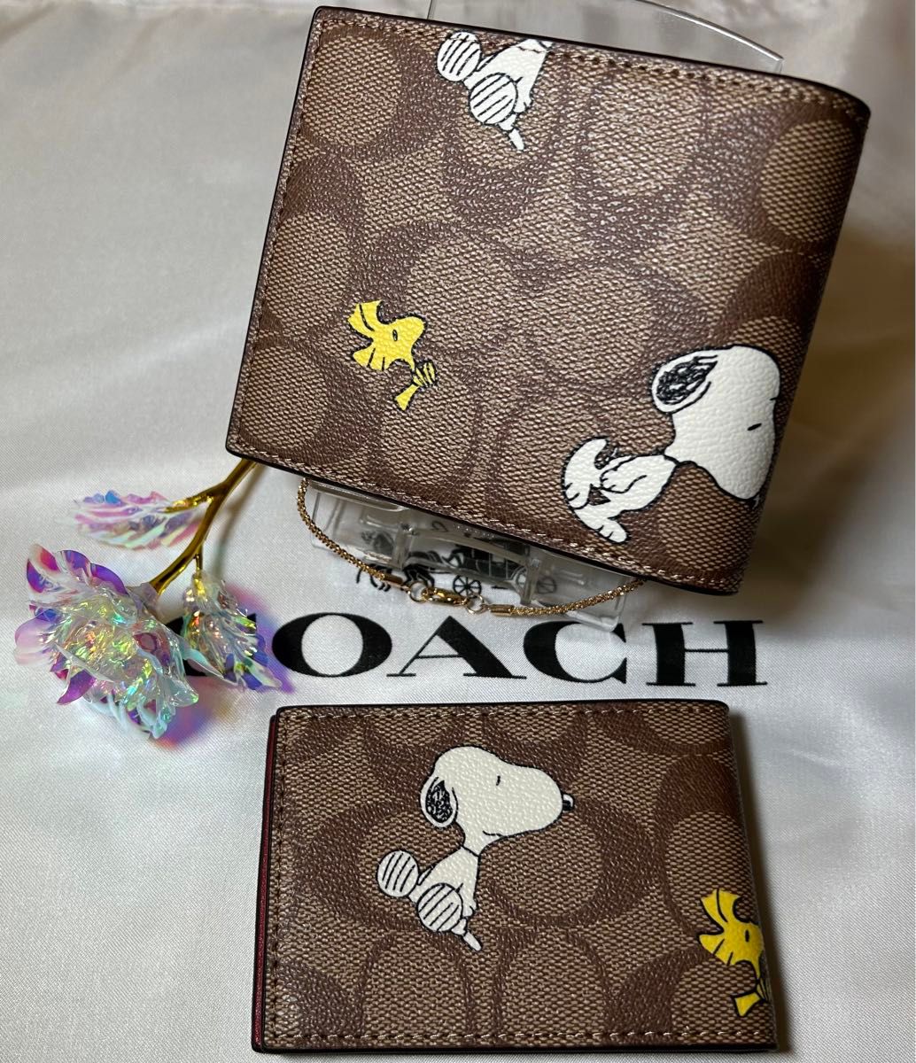 COACH X PEANUTS】3-IN-1 ウォレット・シグネチャー 二つ折り COACH X PEANUTS】3-IN-1 ウォレット・シグネチャー 二つ折り