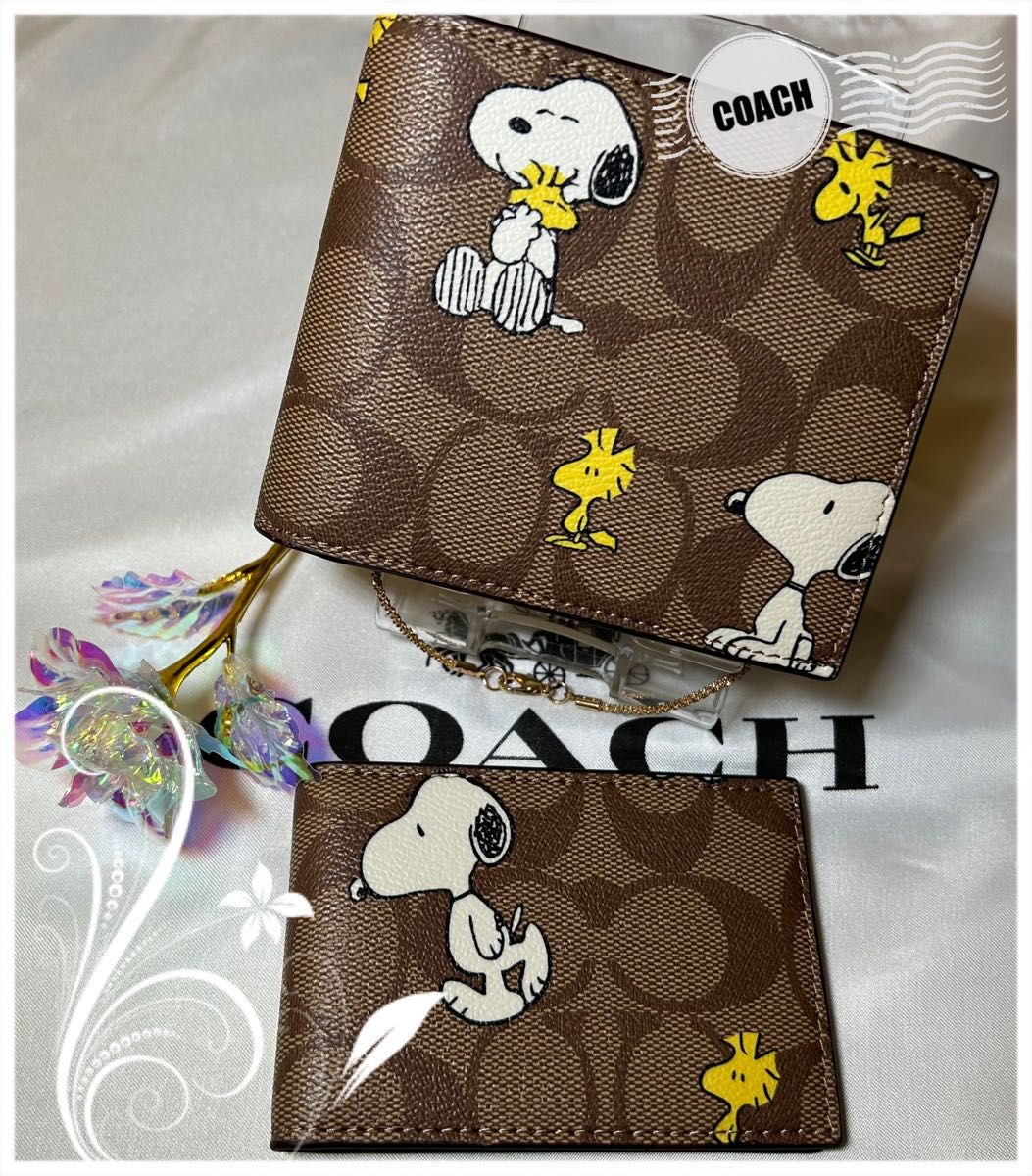 COACH X PEANUTS】3-IN-1 ウォレット・シグネチャー 二つ折り COACH X PEANUTS】3-IN-1 ウォレット・シグネチャー 二つ折り