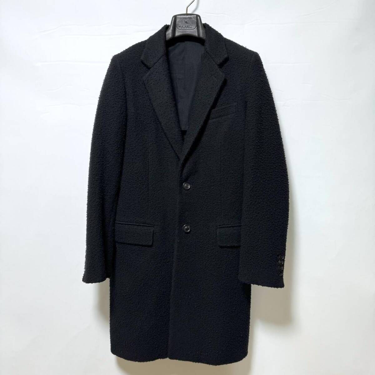 UNUSED アンユーズド ウールナッピングチェスターコート 2 定価77,000円 Wool Chester Coat メンズ 男性用 ブラック ピリング加工 黒_画像1