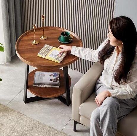 高品質サイドテーブル 丸形 別荘 卓 ナイトテーブル リビング 北欧 木製 コーヒーテーブル 贅沢の画像2
