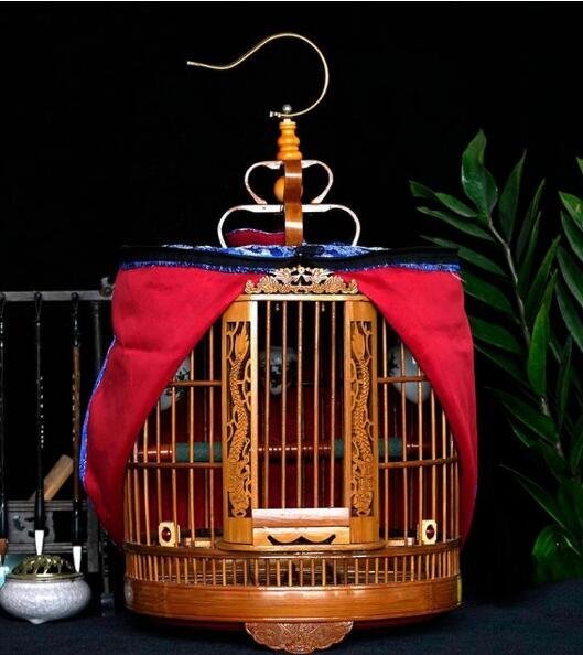 人気推薦鳥かご 　竹製　 高級宮庭式　手作り　彫刻 　丸竹鳥籠_画像1