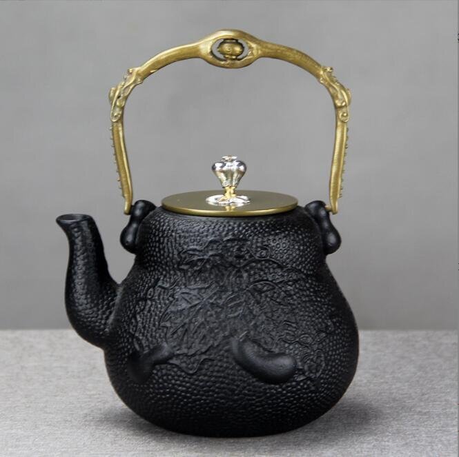 高品質◆ひょうたん型鉄瓶 手作り鉄 やかんを沸かす お茶の道具 鉄壺 900ML_画像2