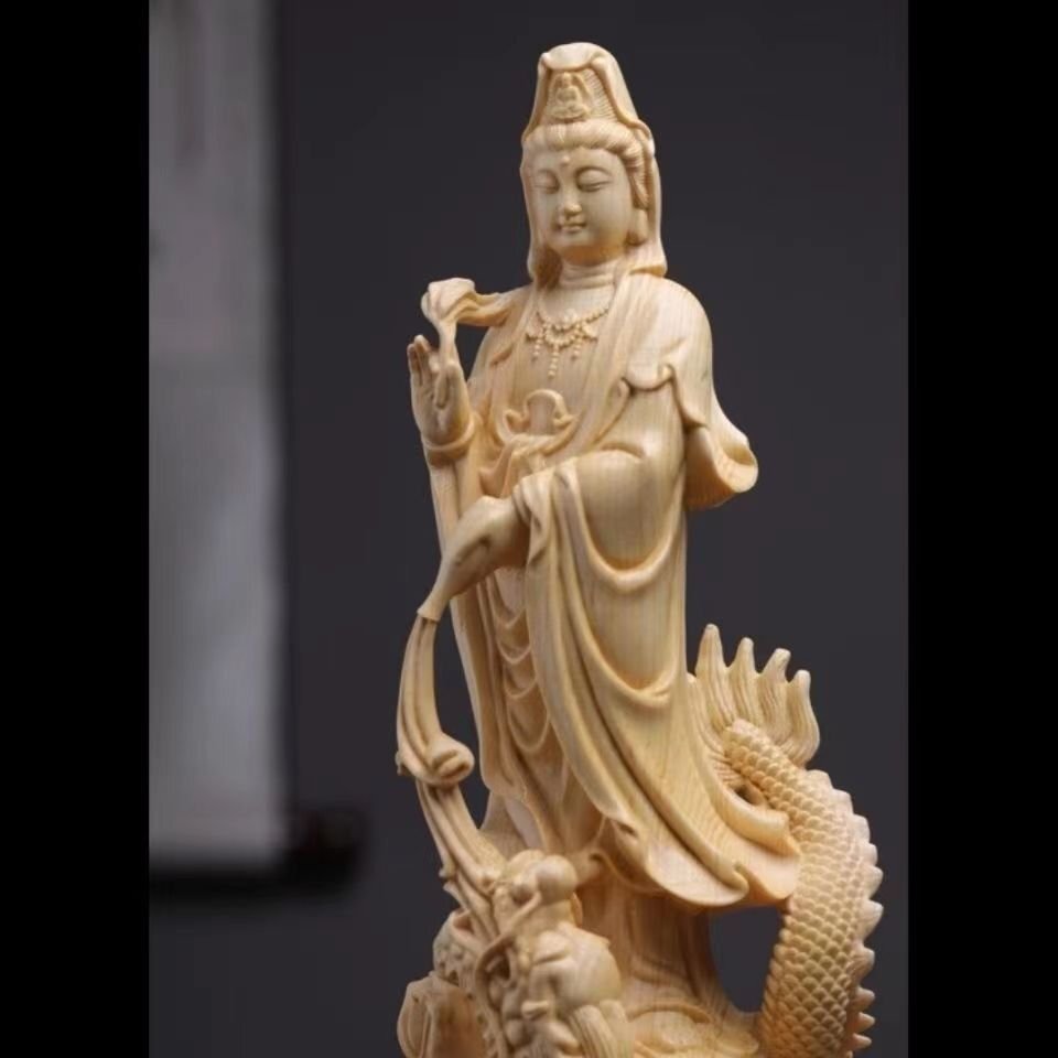  tree carving better fortune feng shui . dragon . sound image ge sculpture handicraft high class natural tsuge tree carving feng shui goods present 