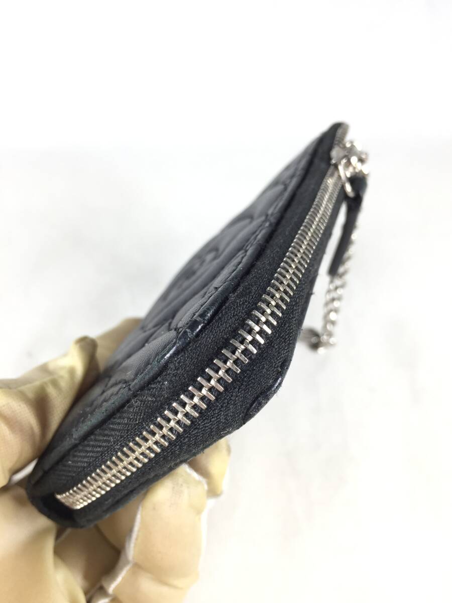 【中古品】★1スタ★ CHANEL シャネル カメリア レザー コインケース ブラック シールあり 付属品なし レディース 小銭入れ カードケース_画像5