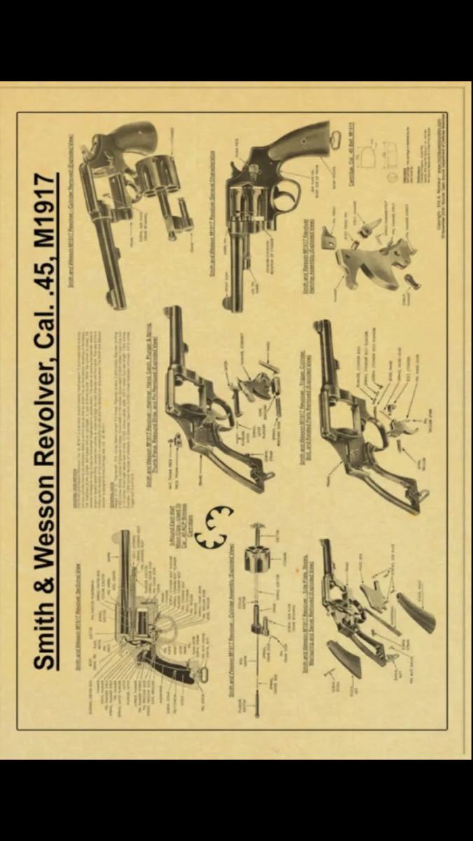 海外製　厚紙　印刷物　米軍　S&W M1917 WW2 リボルバー　インテリア　観賞用に　縦約21cm 横約30cm_画像1