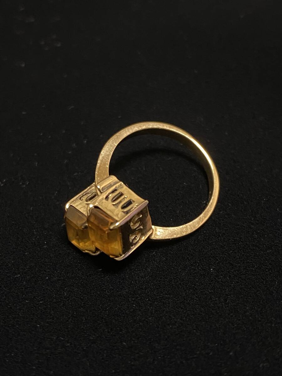 最大の割引 ◆磨き済み◆貴金属◆K18 刻印入 地金 AU750 18K 4.12g◆(検)金 リング 指輪 2石 スクエアカット トパーズ トパーズ