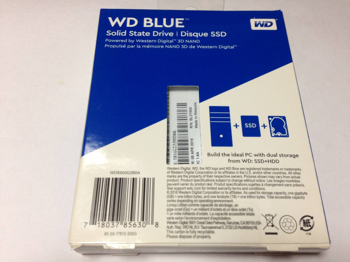 ⑦WD BLUE 3D NAND SSD 500GB WESTERN DIGITAL WDS500G2B0A_画像2