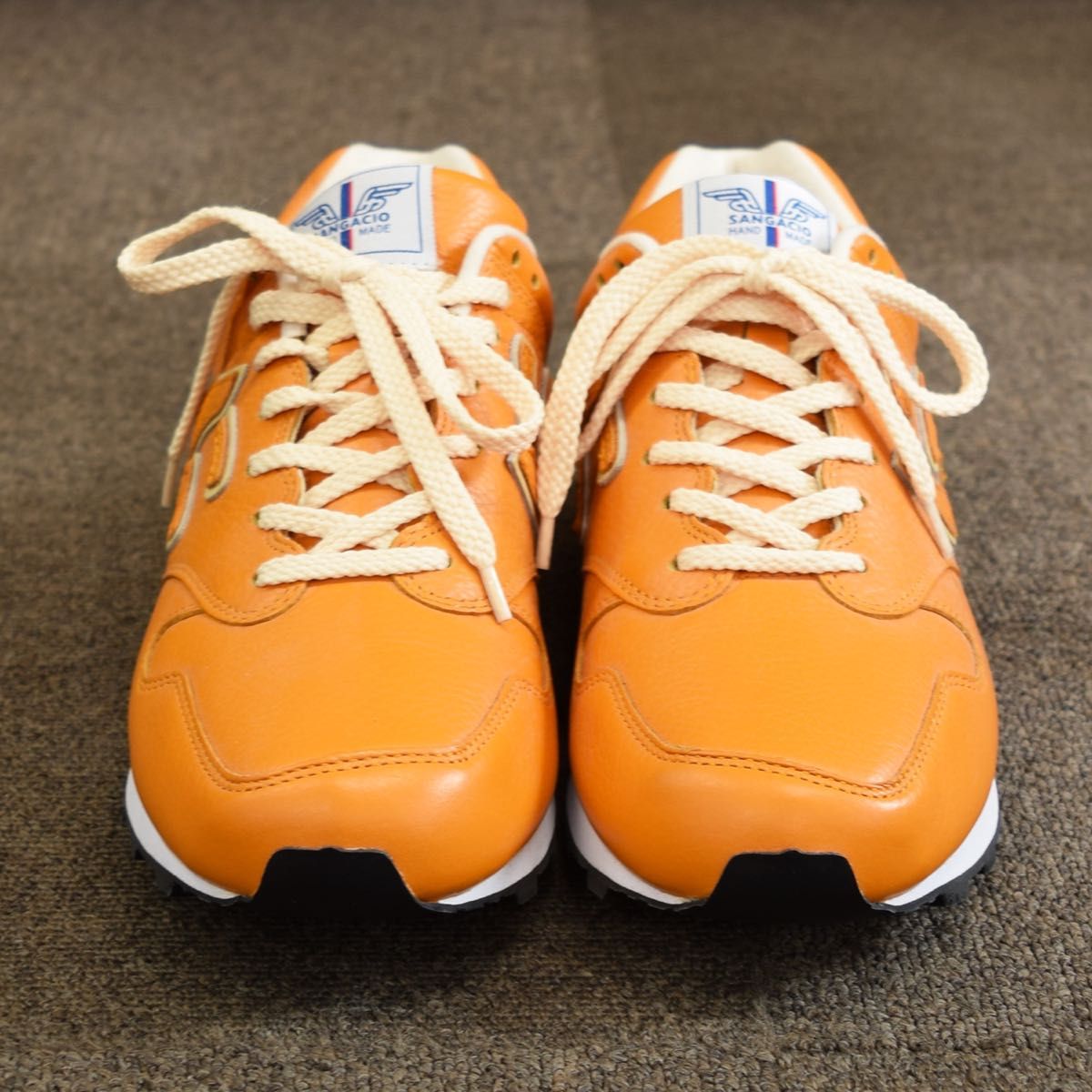 Sangacio サンガッチョ にゅ スニーカー オレンジ ／メンズ サイズ 26.5cm US8 手作り運動靴 ハンドメイド