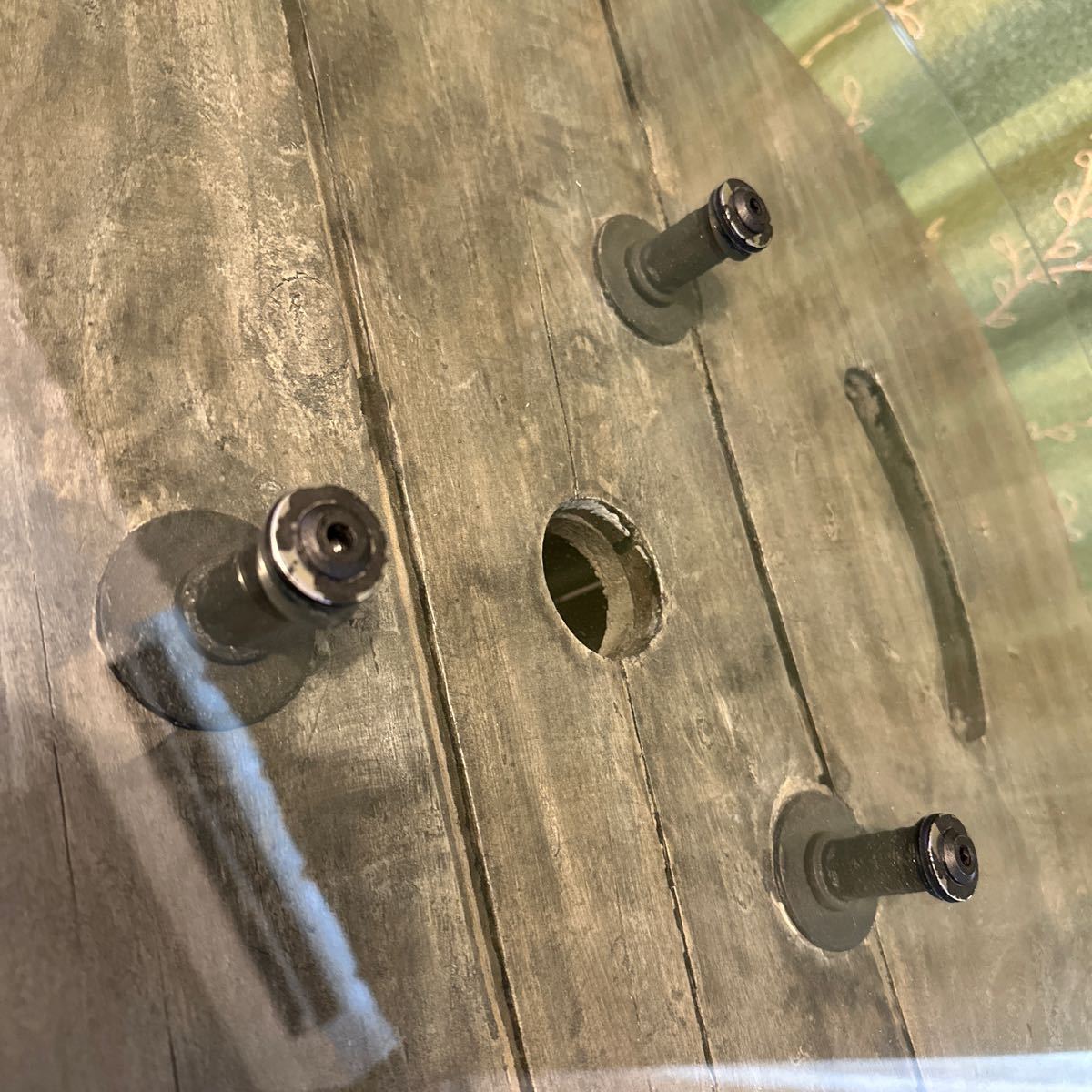 木製ドラム 電線ドラム 丸テーブル ガラス天板センターテーブル の画像6