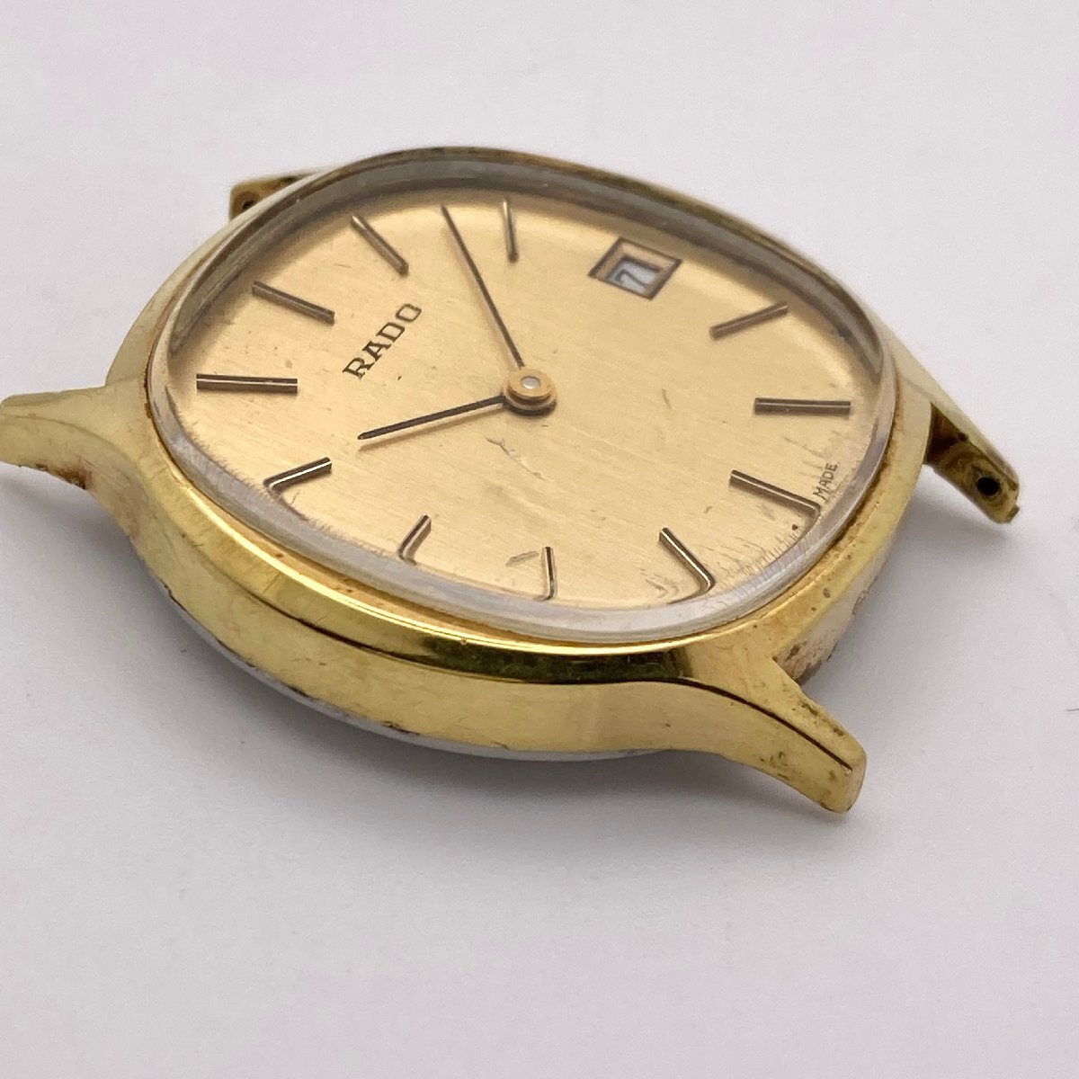 【稼働】RADO ラドー ゴールドカラー文字盤 デイト 手巻き トップのみ メンズ腕時計 3-69-Hの画像3