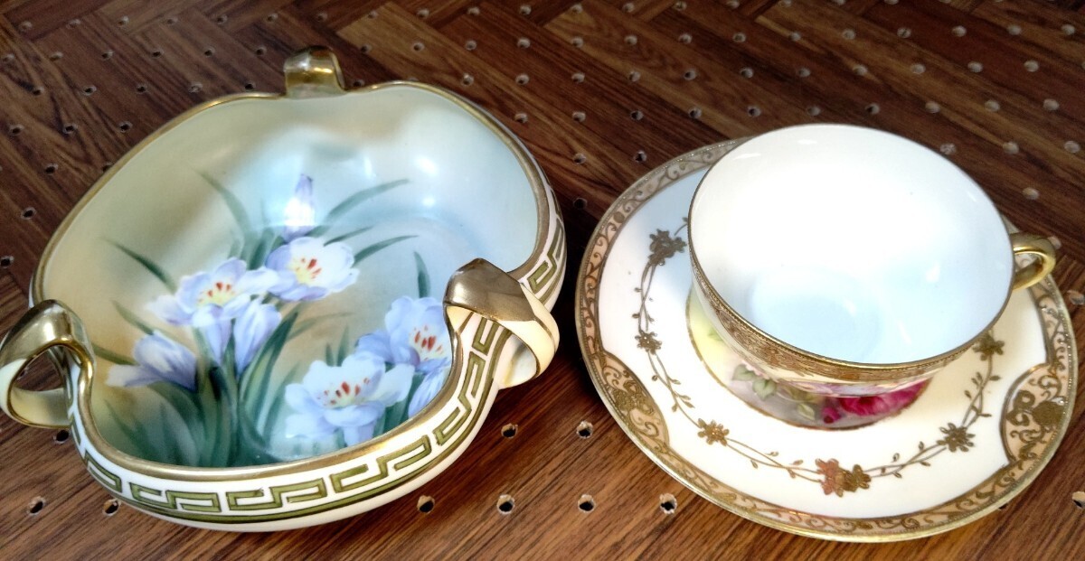  Old Noritake cup & saucer . pastry pot 