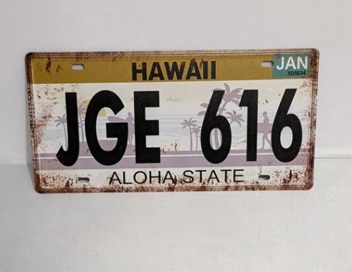 K204 新品●ブリキ看板 アメリカ雑貨 HAWAII ハワイ州 ナンバープレート型 インテリアに アンティーク レトロ_画像3