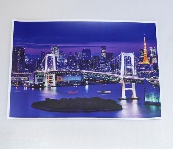 P01 新品◆ポスター A3サイズ 東京 夜景 レインボーブリッジ インテリアに 東京タワー スタイリッシュ インテリアに最適 おしゃれ_画像3