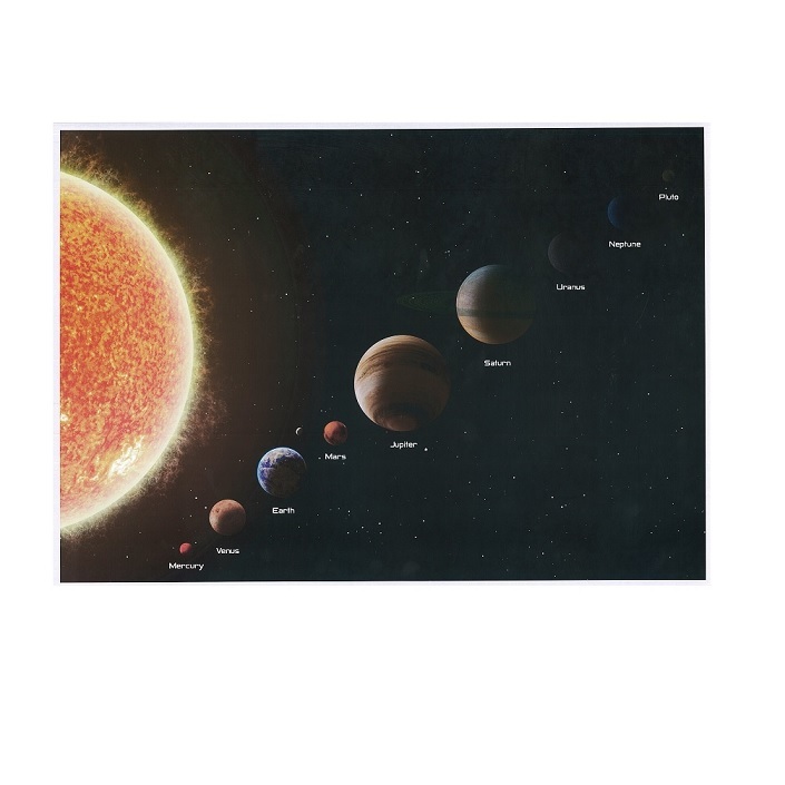 新品◆ポスター A3サイズ 太陽系の惑星が描かれた おしゃれな ポスター インテリアに最適 スタイリッシュ 地球 太陽 火星 水星 木製 土星_画像1