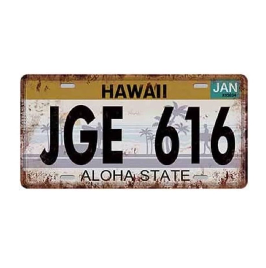 K204 新品●ブリキ看板 アメリカ雑貨 HAWAII ハワイ州 ナンバープレート型 インテリアに アンティーク レトロ_画像1