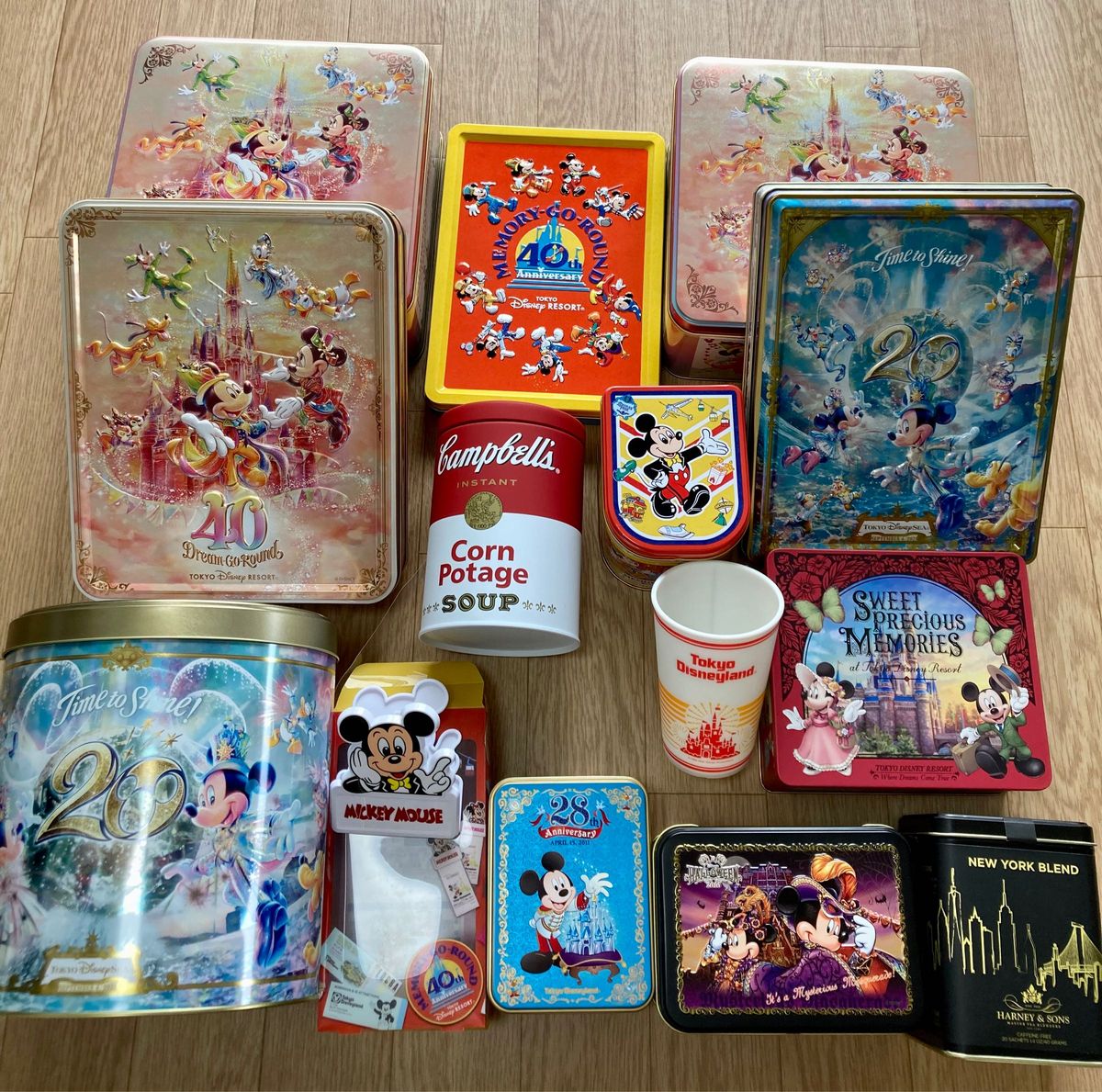 東京ディズニーランド、ディズニーシー、キャンベル、紅茶など空き缶