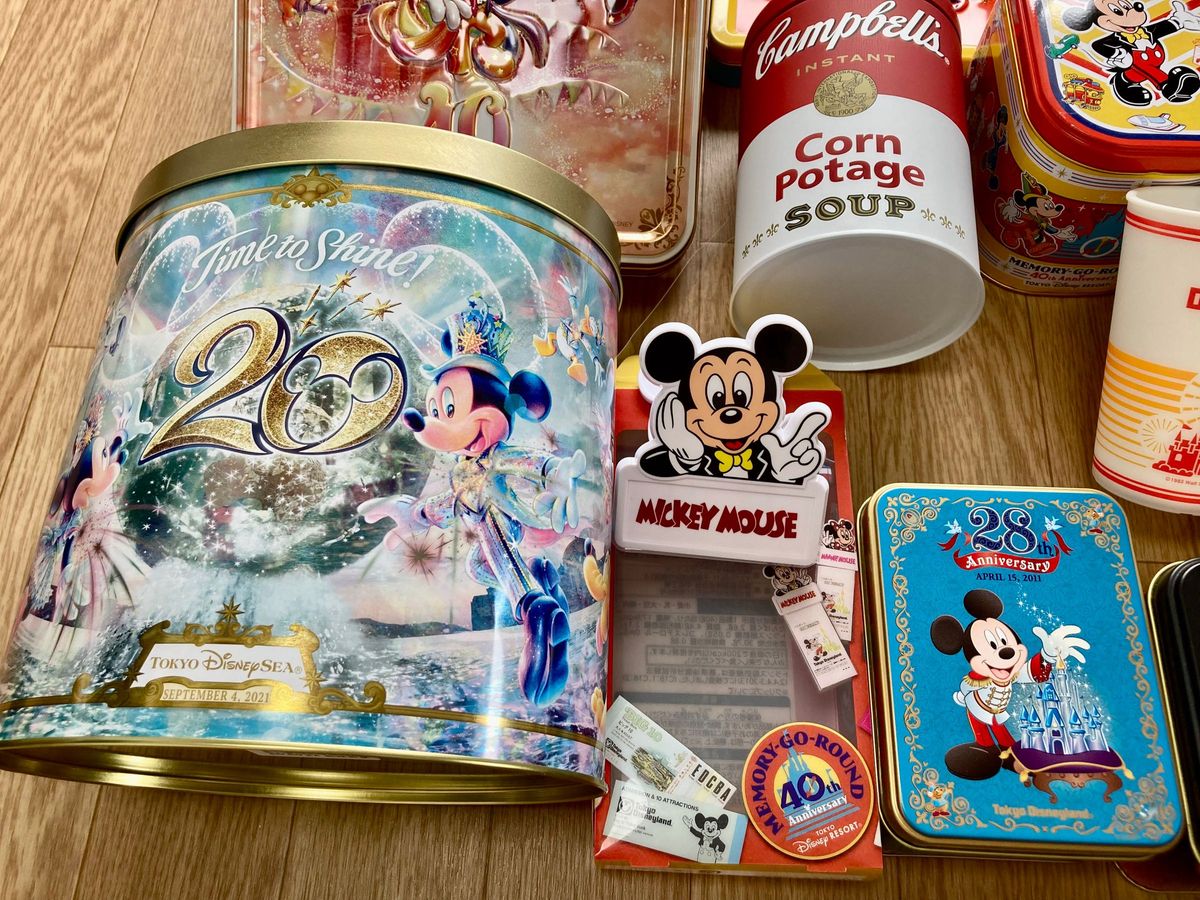 東京ディズニーランド、ディズニーシー、キャンベル、紅茶など空き缶