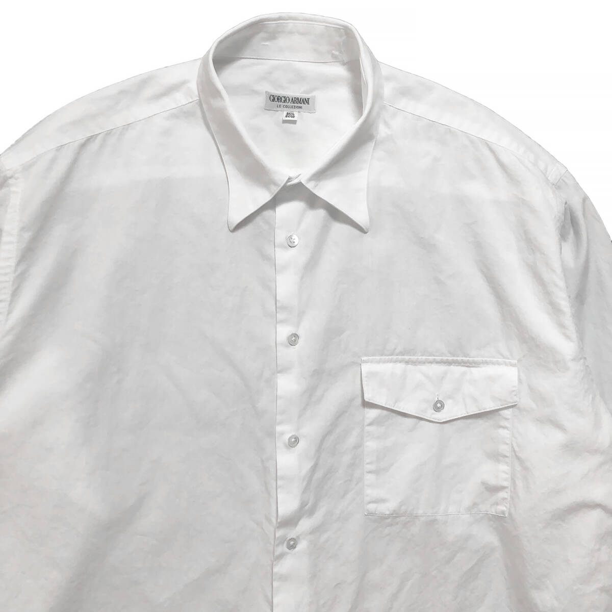 USA 古着 GIORGIO ARMANI ジョルジオアルマーニ ホワイトシャツ 長袖シャツ ドレスシャツ メンズXL相当 大きいサイズ 中古  BG0720