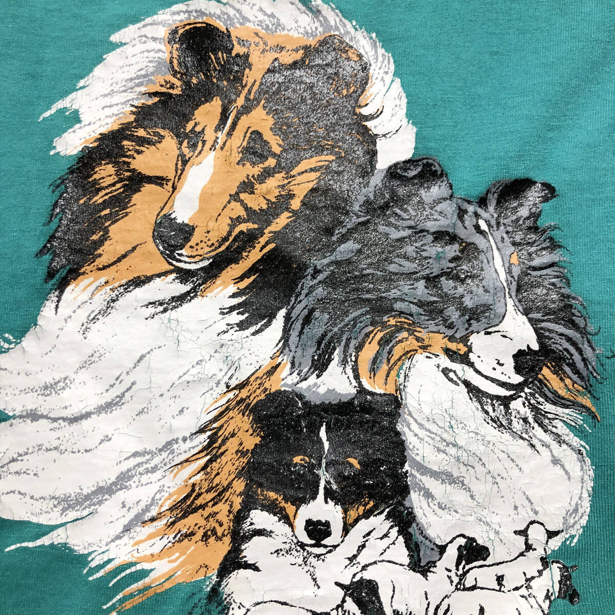 90S USA製 古着 半袖 Tシャツ シェルティ アニマルプリント 犬 90S USA製 古着 半袖 Tシャツ シェルティ アニマルプリント 犬