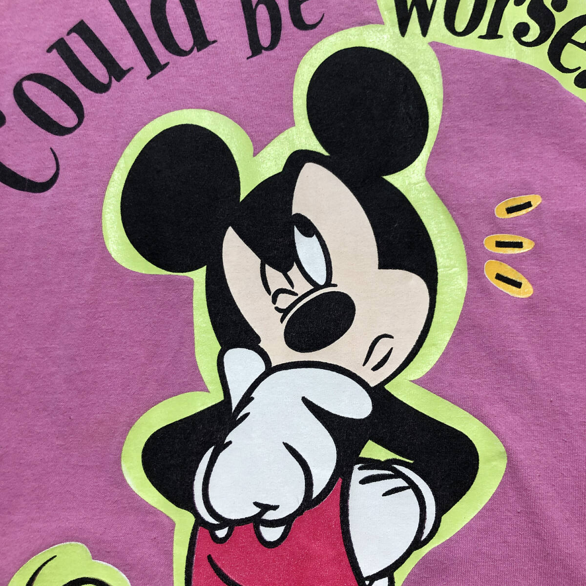 90S USA製 古着 半袖 Tシャツ ディズニー ミッキーマウス ヴィンテージ ピンク メンズM Disney BA2437_画像4