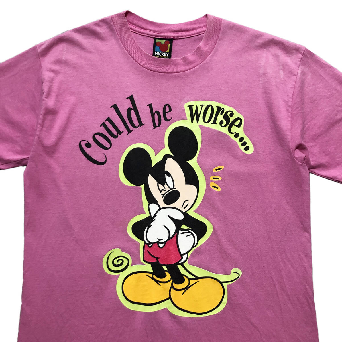 90S USA製 古着 半袖 Tシャツ ディズニー ミッキーマウス ヴィンテージ ピンク メンズM Disney BA2437_画像3