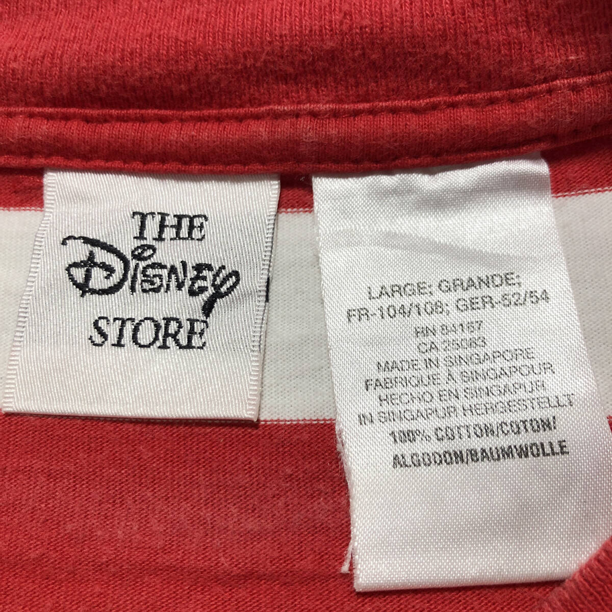 USA 古着 半袖 Tシャツ ディズニー グーフィー 刺繍 ボーダー メンズL 赤 レッド Disney BA2440