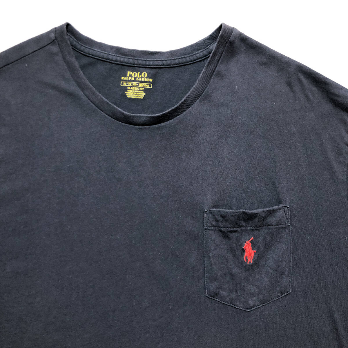 USA 古着 半袖 Tシャツ ポケT ポロラルフローレン Polo Ralph Lauren ロゴ ネイビー ワンポイント メンズXL BA2462