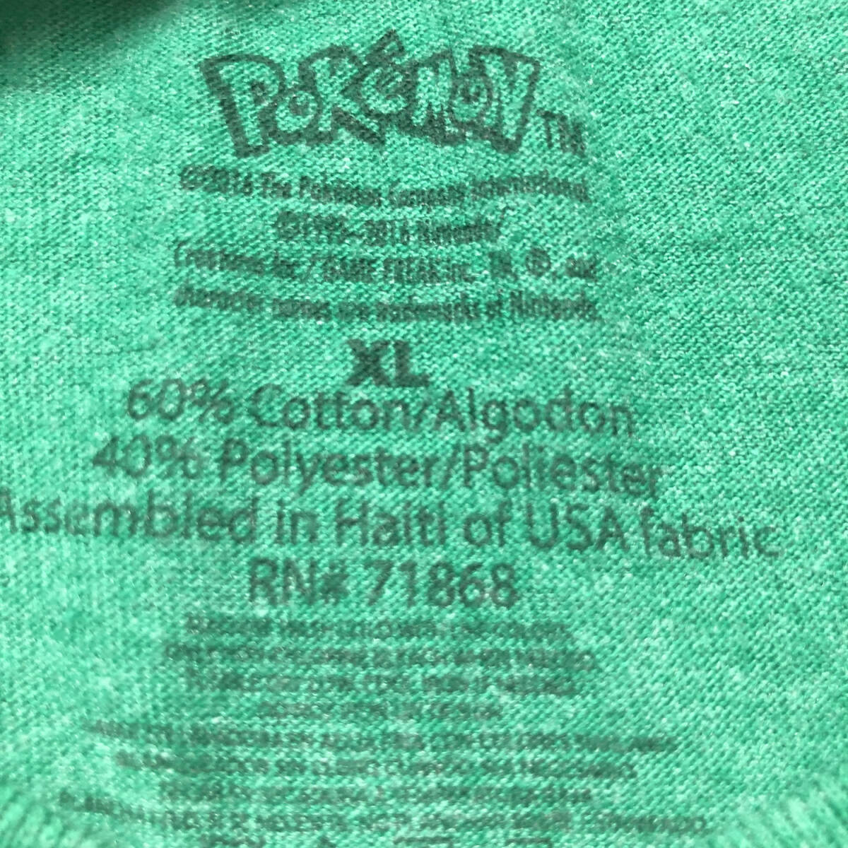 USA 古着 USA版 ポケモン ピカチュウ キャラクター Tシャツ USキッズ メンズM相当 POKEMON 中古 グリーン クローバー 緑色 BA2532_画像5