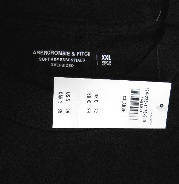 アバクロ*Abercrombie&Fitch*US:XXL/ブラック/オーバーサイズアイコン刺繍半袖Tシャツ_画像5