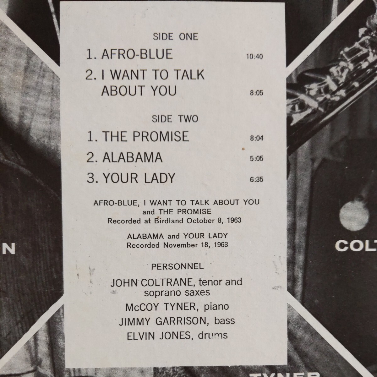 【US盤/試聴済LP】John Coltrane『Coltrane Live at Birdland』ジョン・コルトレーン★1972年AS-50 VAN GELDER刻印の画像5
