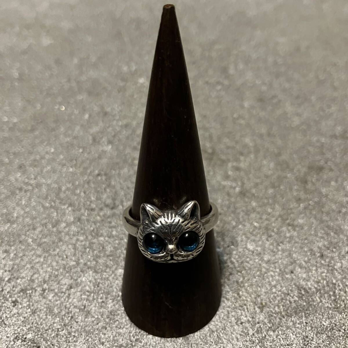 VINTAGE ヴィンテージシルバー925 クリスタルキャットデザインリング