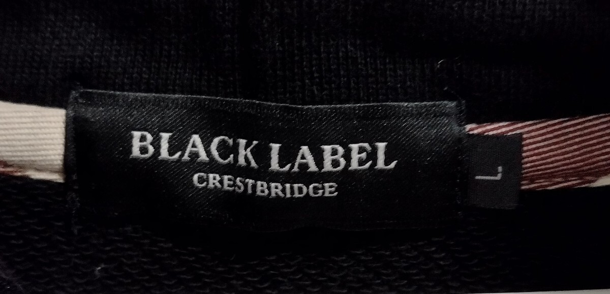 【極美品】BLACK LABEL CRESTBRIDGE 裏毛 パーカー Lサイズ　ライトスウェット　ブラックレーベル クレストブリッジ　ブラック _画像5