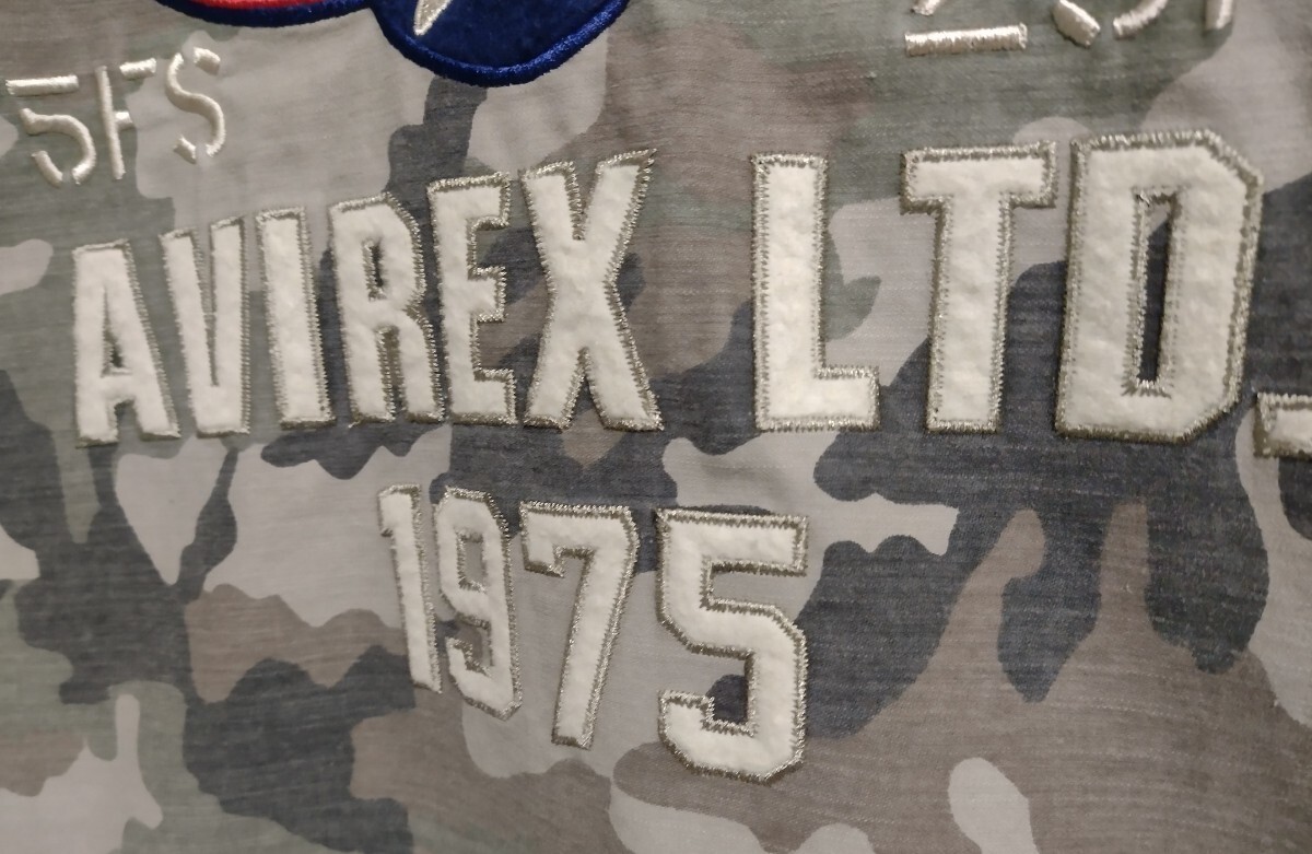 [ gorgeous embroidery ]Ungrid x AVIREX flying sharks 9AF F size Avirex shirt jacket camouflage camouflage 