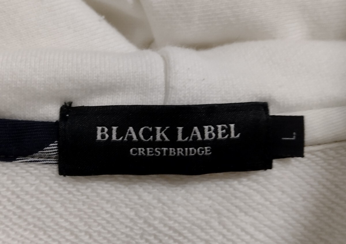 【極美品】BLACK LABEL CRESTBRIDGE 裏毛 パーカー Lサイズ　ライトスウェット　ブラックレーベル クレストブリッジ　ホワイト系_画像5