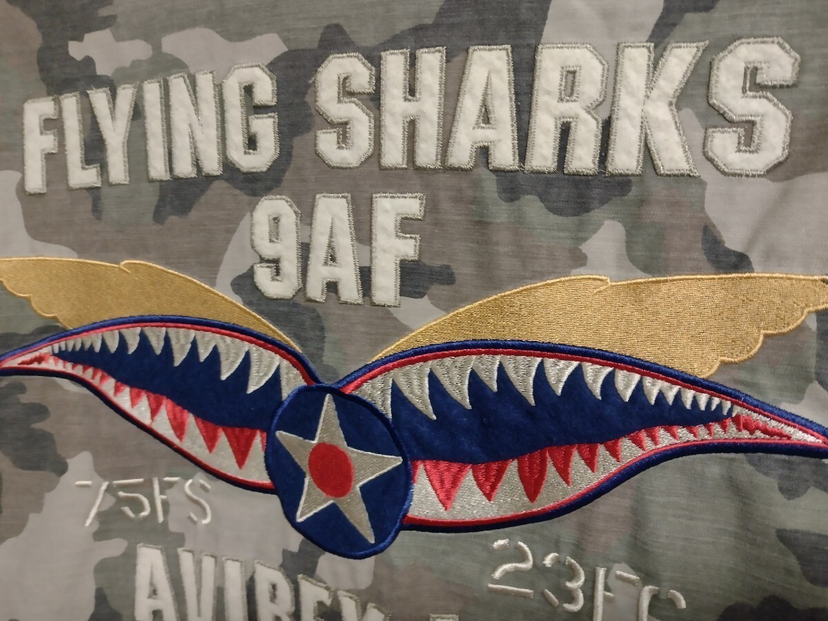 [ gorgeous embroidery ]Ungrid x AVIREX flying sharks 9AF F size Avirex shirt jacket camouflage camouflage 